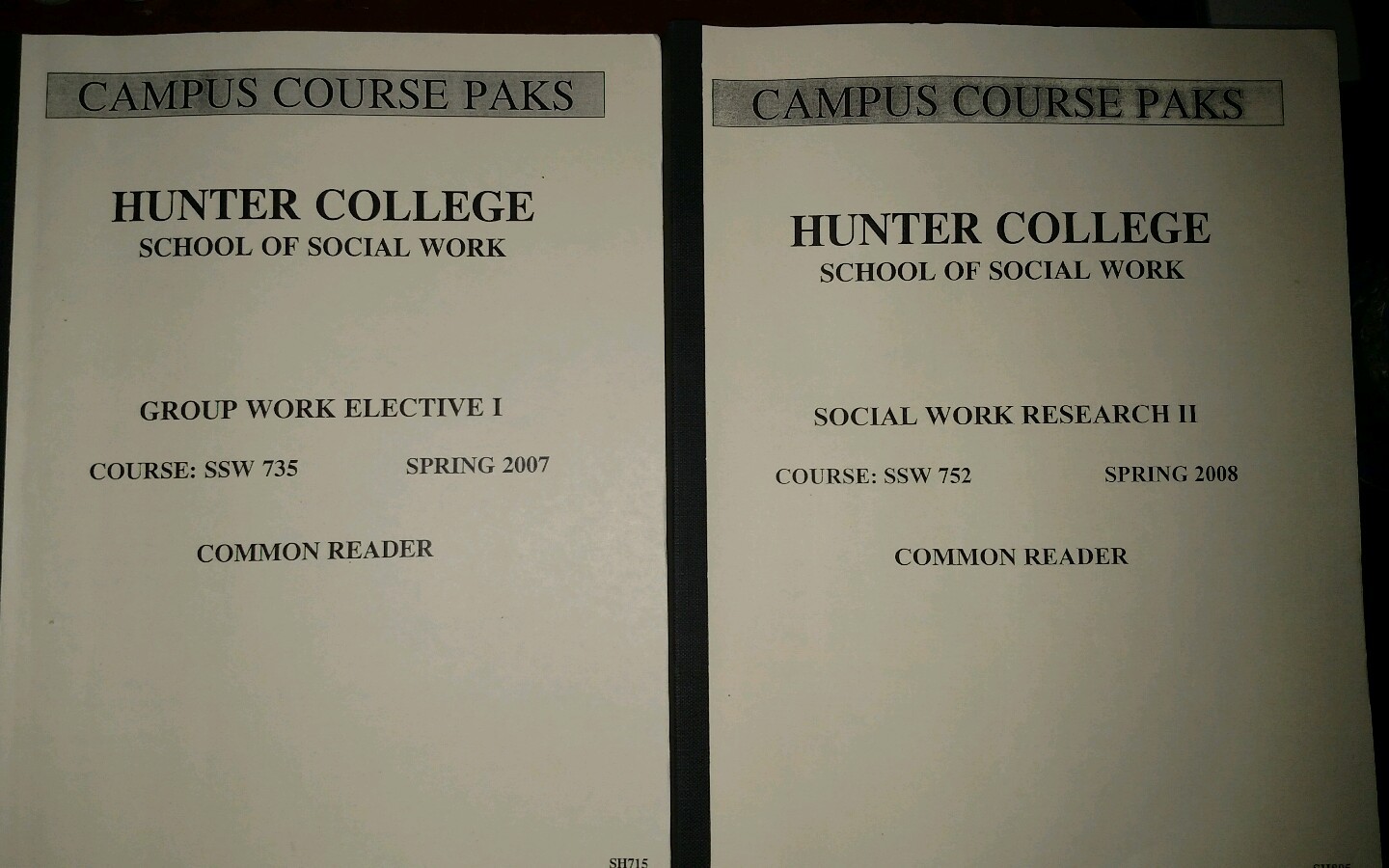 Hunter College School of Social Work Campus Course Paks Course SSW 735&752 07&08