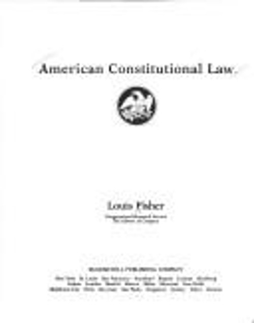 American Constitutional Law Hardcover Louis Fisher