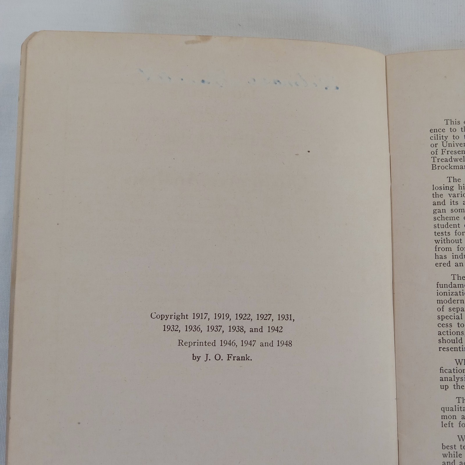 Qualitative Analysis J.O. Frank Fourteenth Edition 1948 Chemistry Booklet 38 Pgs