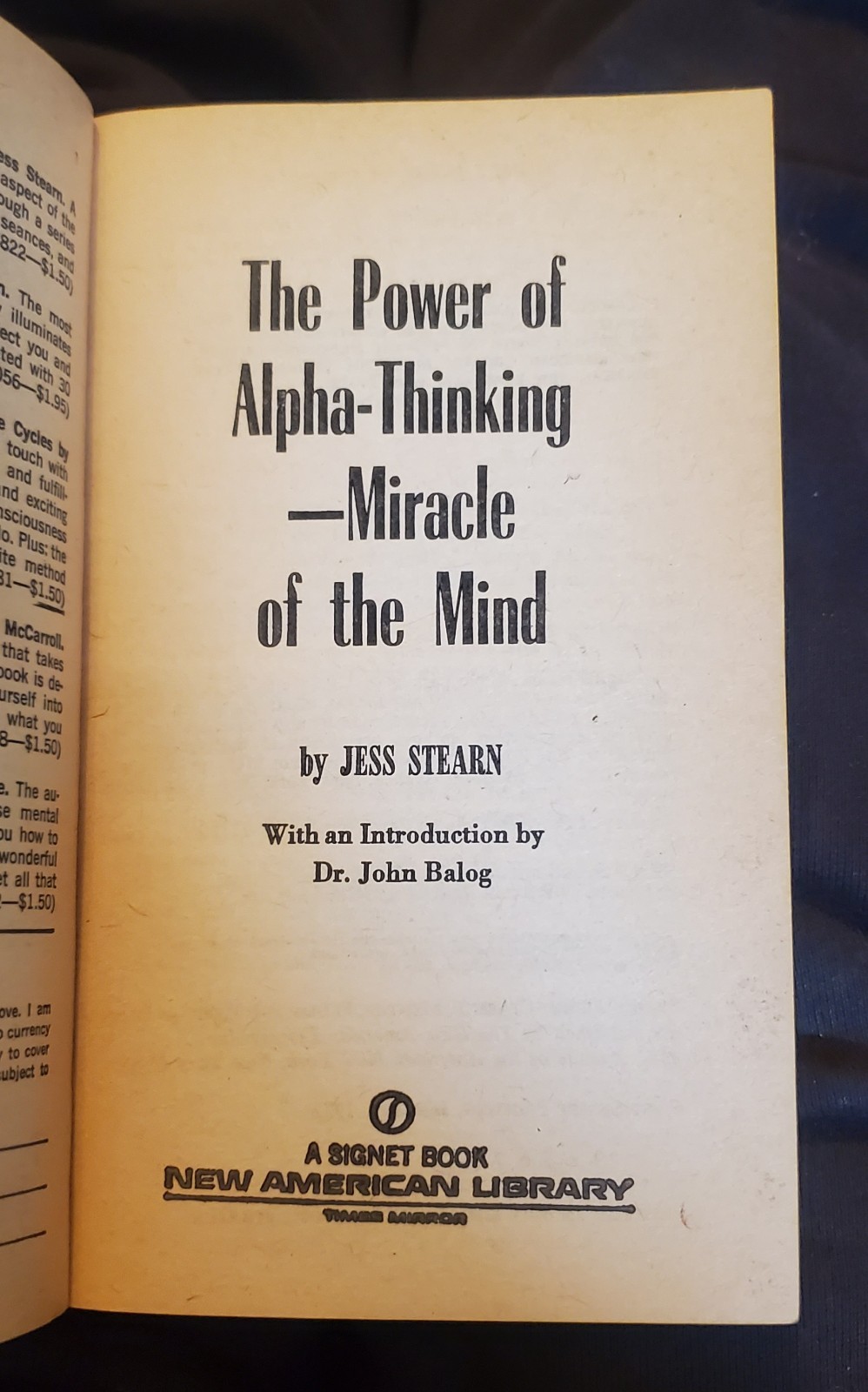 The Power Of Alpha-Thinking – Jess Stearn – 1977 paperback – faded