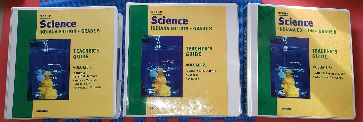 LAB-AIDS Sepup Science Teacher Guide Indiana Ed Grade 8 Vol 1,2, and 3 ** NEW **