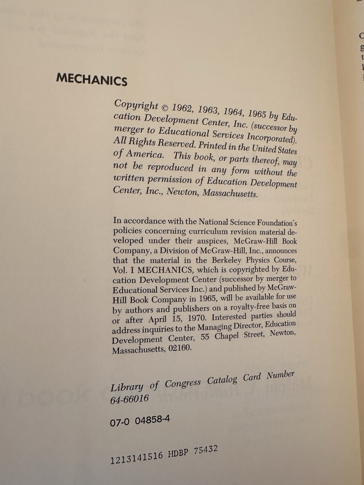 Mechanics: Berkeley Physics Course Volume 1 Second Edition
