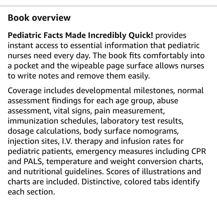 Pediatric Facts Made Incredibly Quick! Bealth Care Reference Spiral bound Book