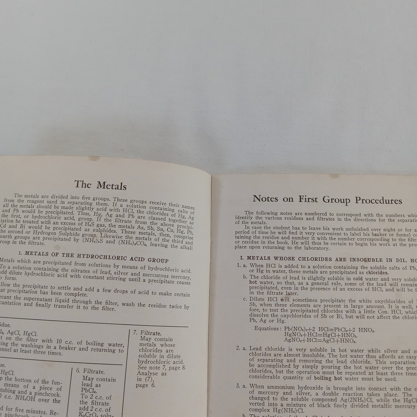 Qualitative Analysis J.O. Frank Fourteenth Edition 1948 Chemistry Booklet 38 Pgs