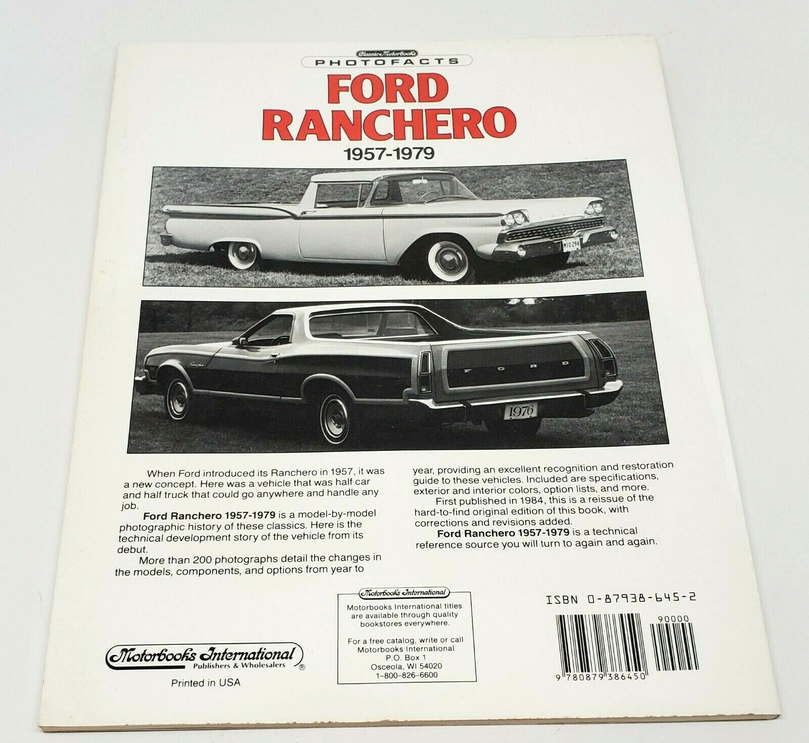 Classic Motorbooks Photofacts: Ford Ranchero, 1957-1979 Photo History (1992, PB)