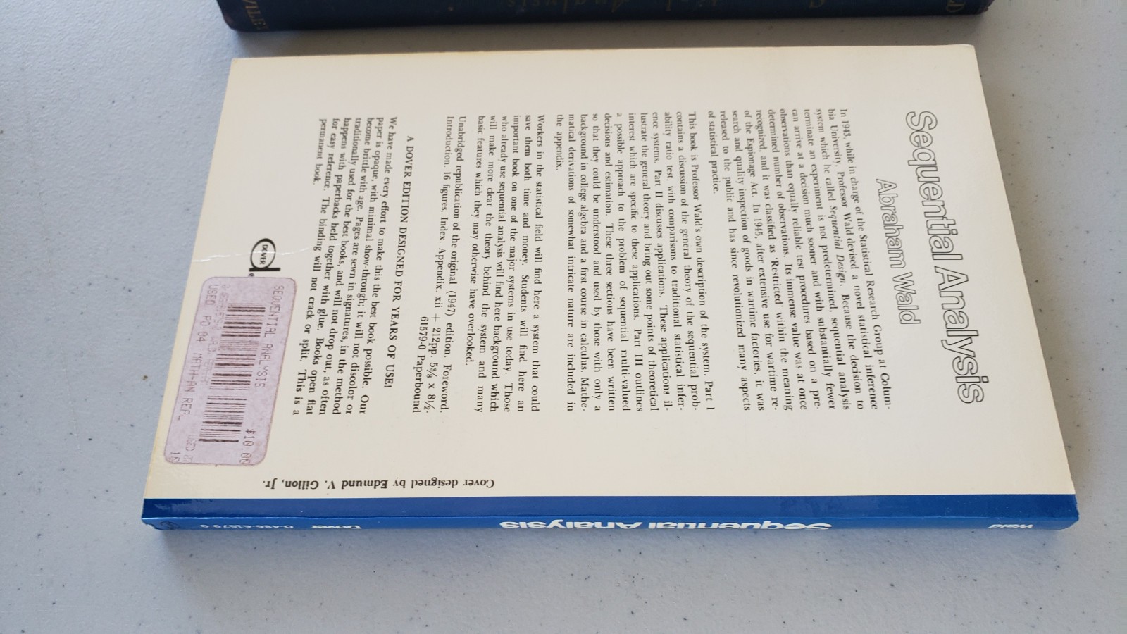 Wald SEQUENTIAL ANALYSIS 1947 FIRST EDITION Rare + Dover Reprint Wiley