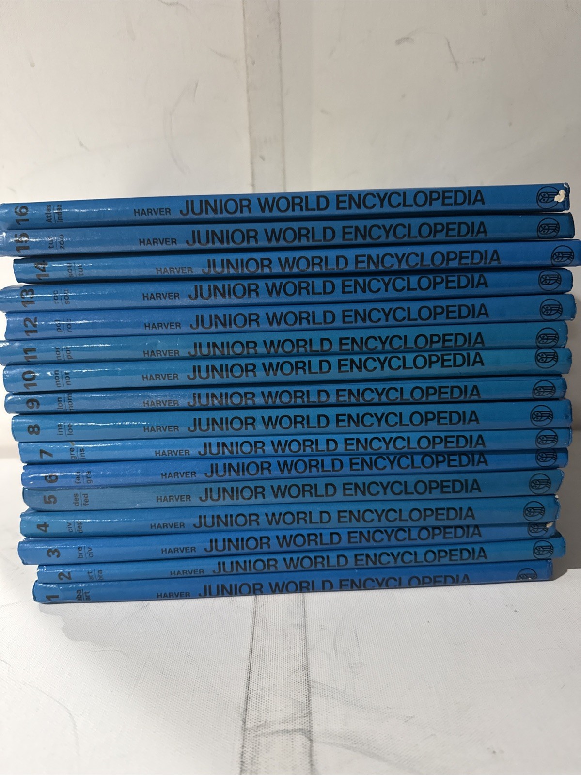Harver Junior World Encyclopedia Complete Set 16 Vol HC + Atlas & Index