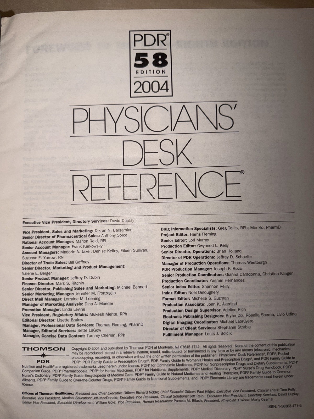 Physicians’ Desk Reference (PDR) 2004 – 58th Edition Hardcover Medical Reference
