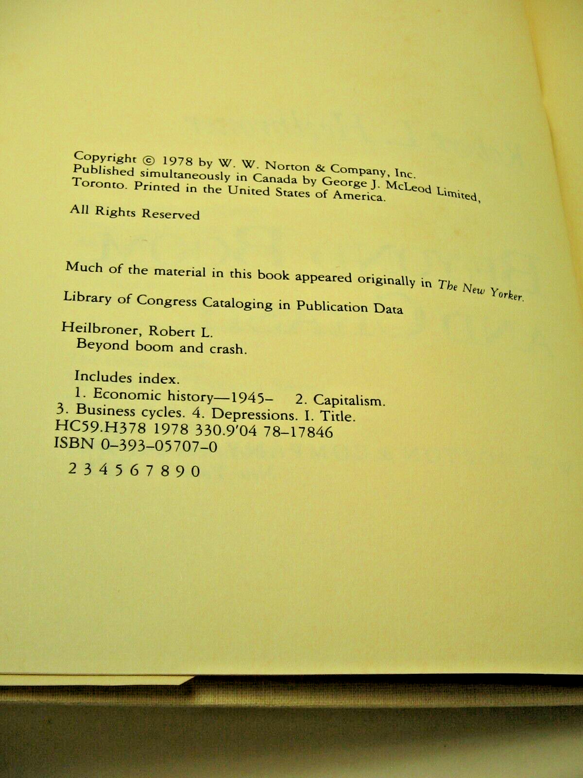 Beyond Boom and Crash Hardcover by Robert L Heilbroner 1978 VG+