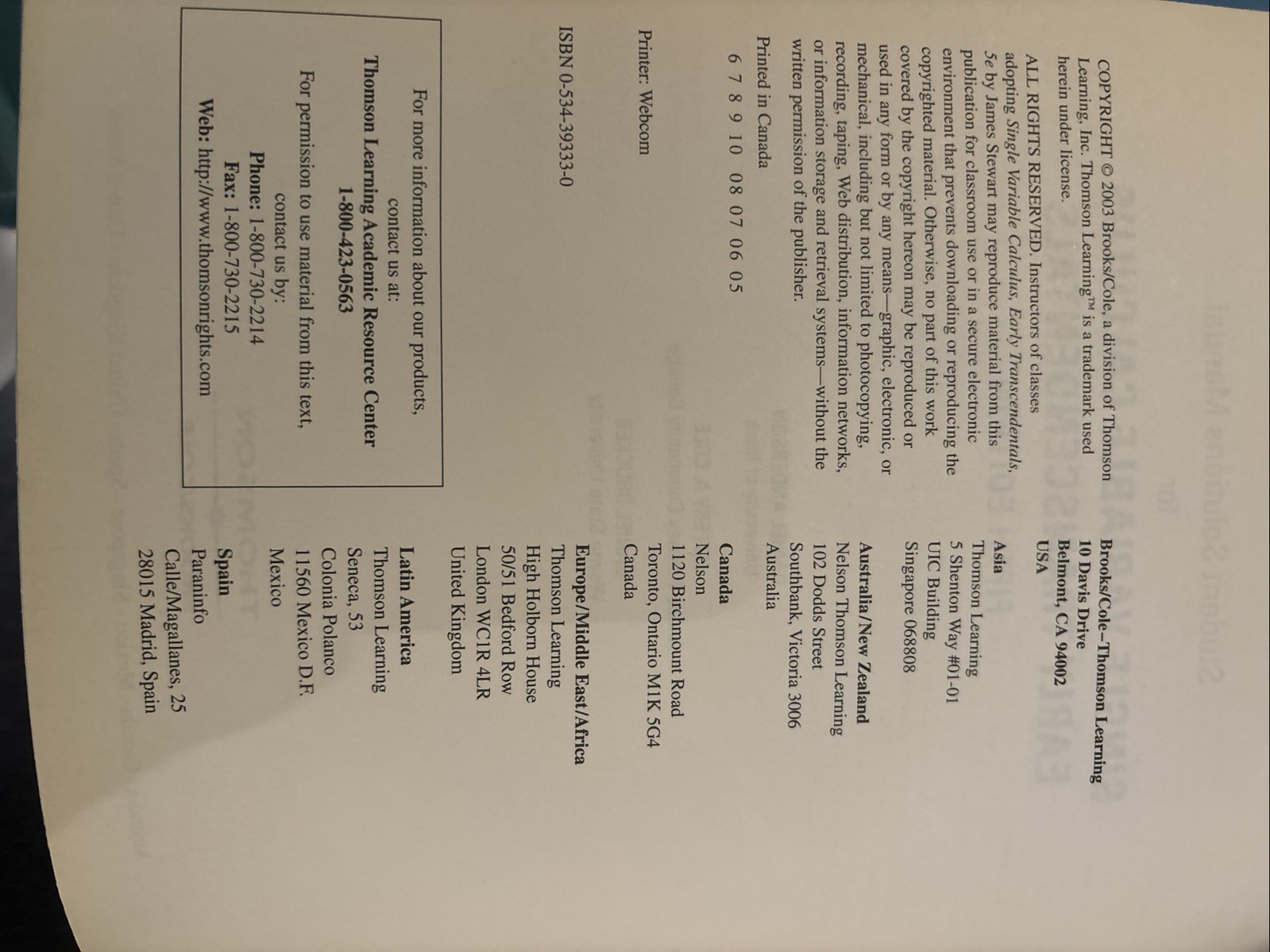 Calculus Early Transcendentals Single Variable (Student Solutions Manual) – GOOD