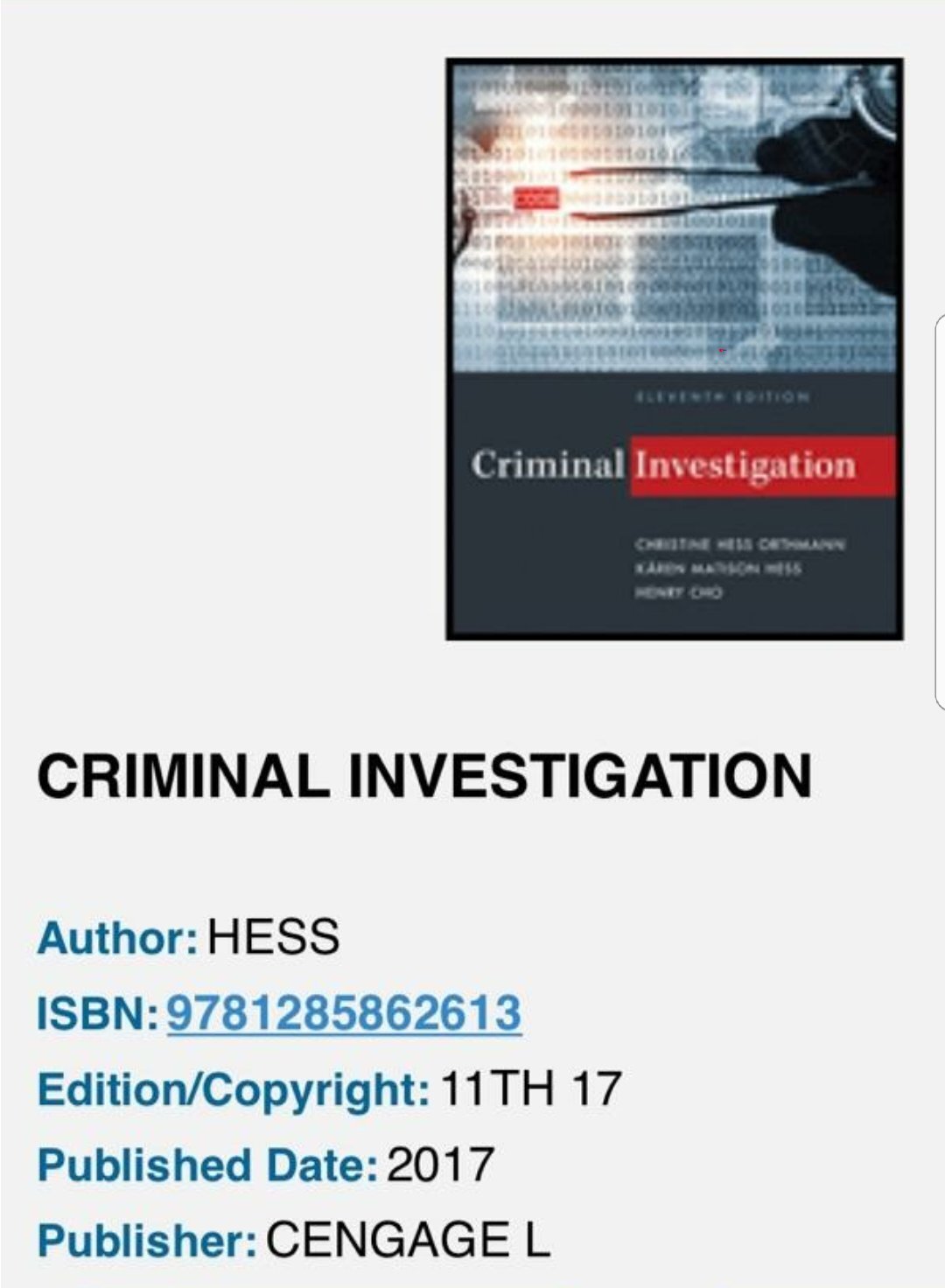 Criminal Investigation by Hess