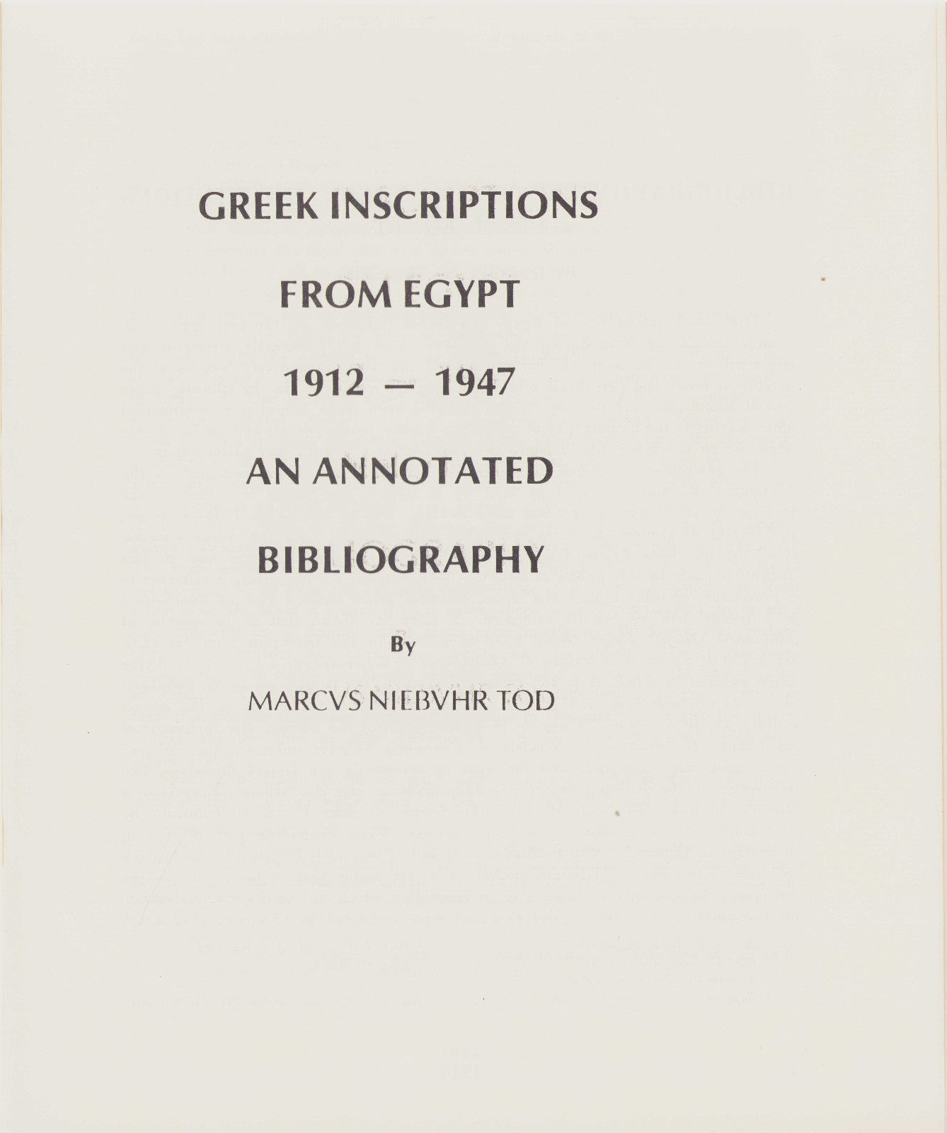 Greek Descriptions from Egypt 1912-1949