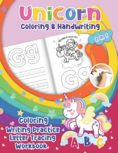 Unicorn Coloring & Handwriting 2 in 1 Coloring Writing Practice letter tracin…