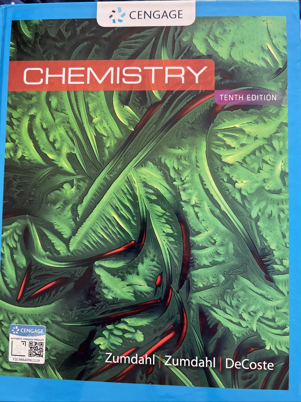 Chemistry Tenth Edition Hardcover 2019 Cengage Zumdahl DeCoste