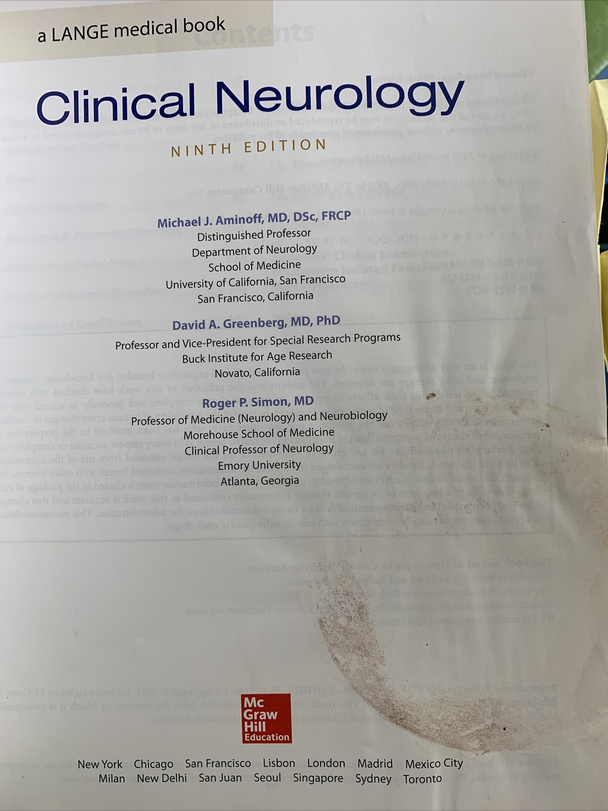 Clinical Neurology 9/e by David Greenberg, Michael J. Aminoff and Roger P. Simon