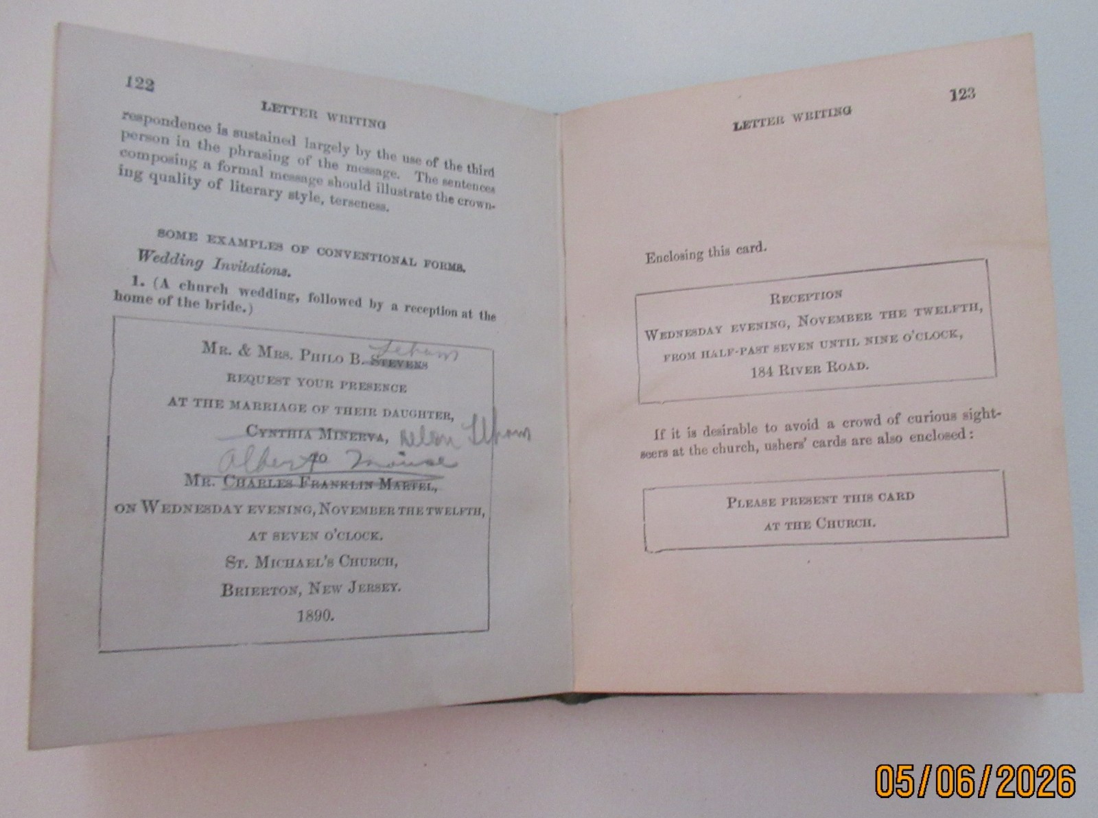 Vintage Green Cloth Hardcover Letter Writing by Morton Page Davis Co RARE