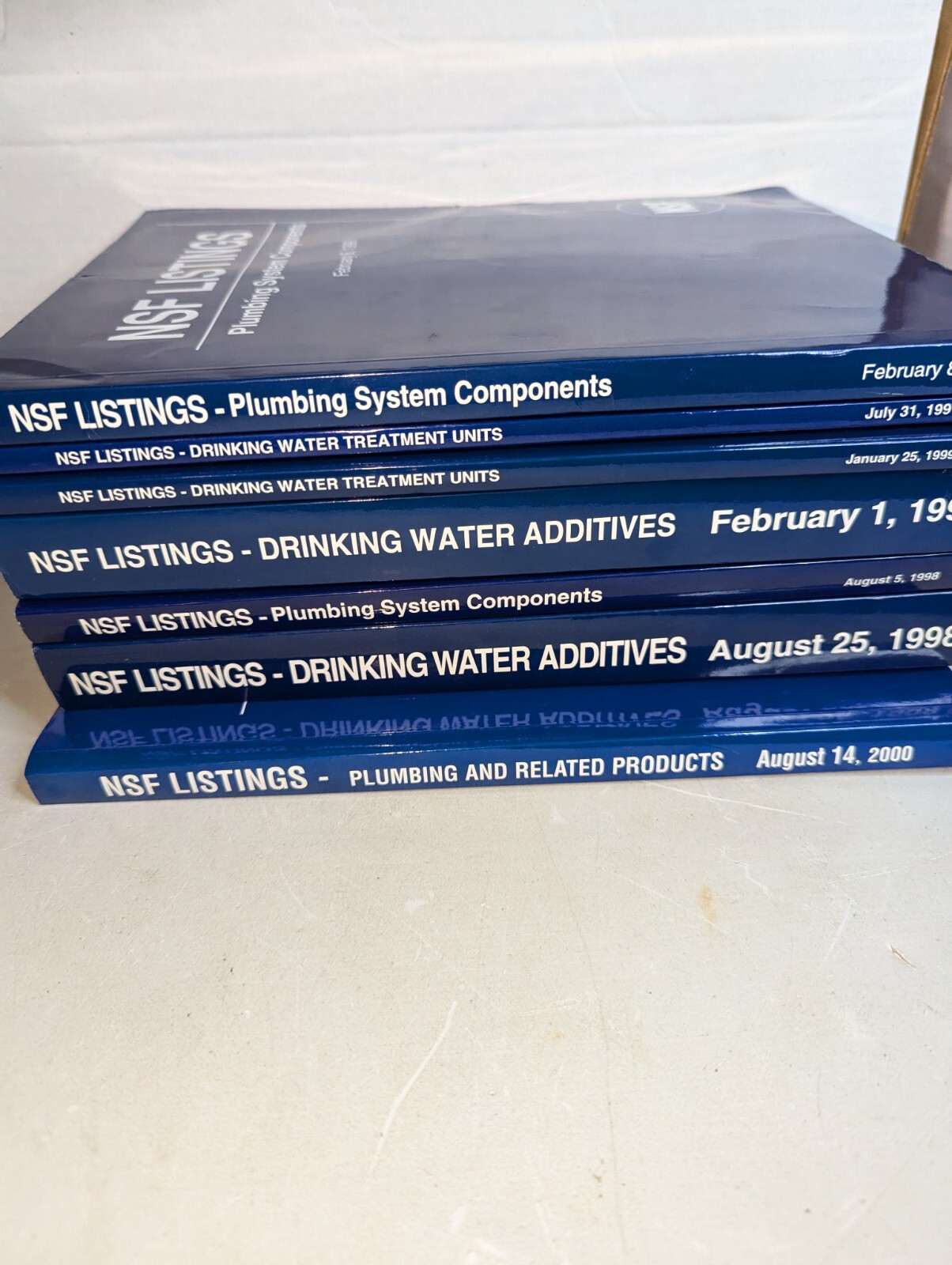 VINTAGE NSF LISTINGS CODE BOOKS LOT OF 7 | PLUMBING, DRINKING WATER| 1997-2000