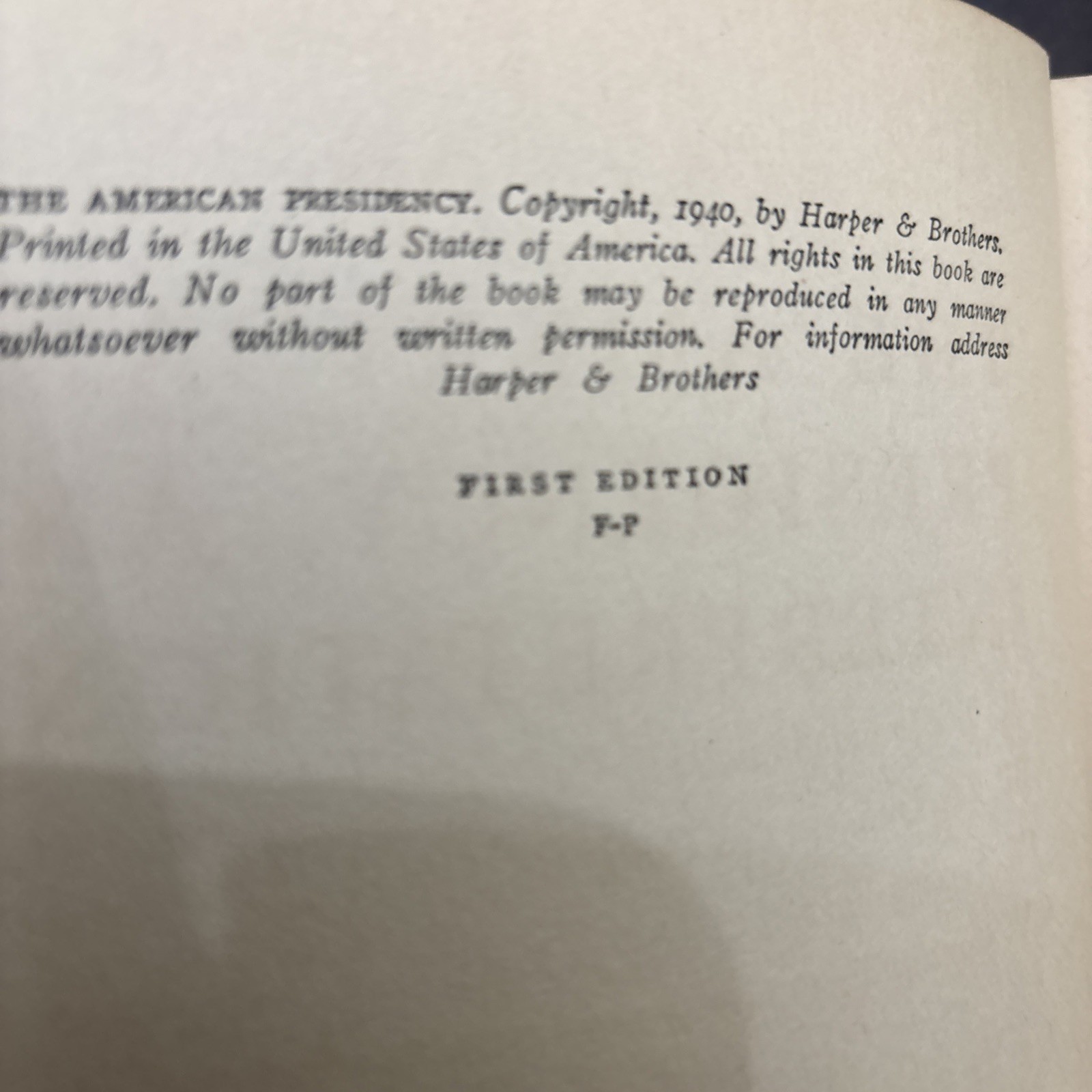 The American Presidency by Harold J. Laski (1940 : HC) First Edition