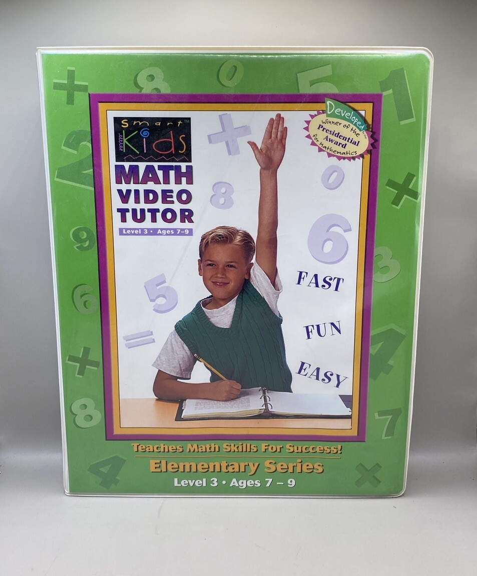 Math Video Tutor by Smart Kids -Workbook & 2 VHS – Elementary Level 3 – Ages 7-9