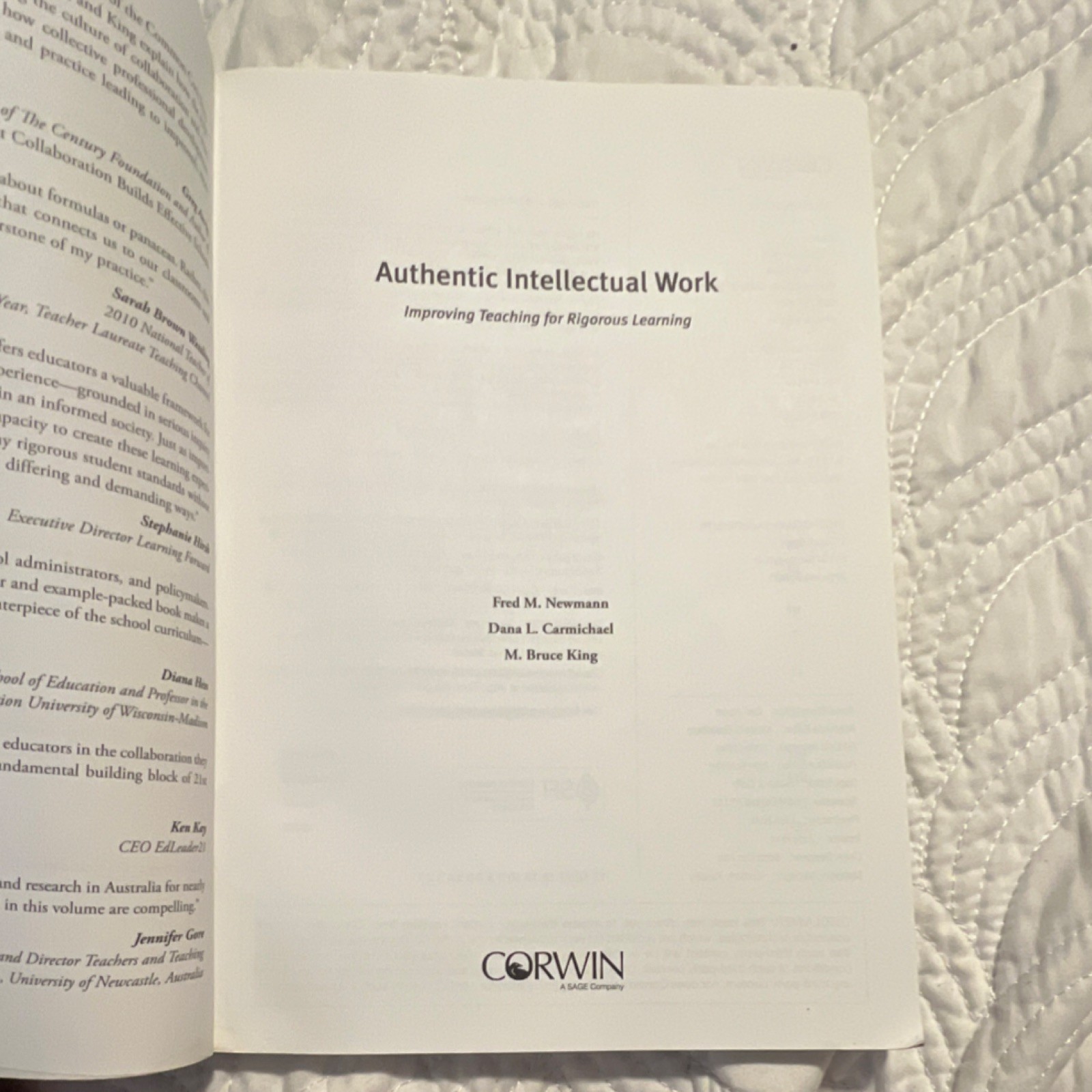 Authentic Intellectual Work New Edition Newmann Corwin Paperback Textbook