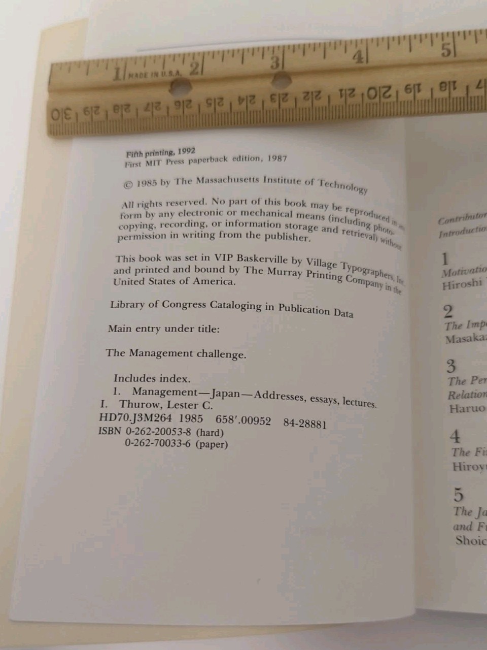 The Management Challenge: Japanese Views edited by Lester C. Thurow 1992 -MINT!