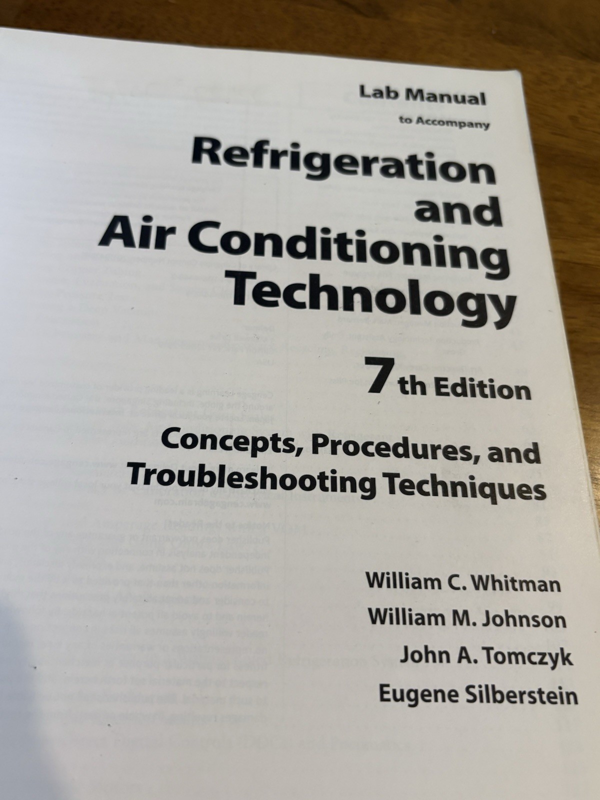 Refrigeration and Air Conditioning Technology Lab Manual 7th Ed Whitman