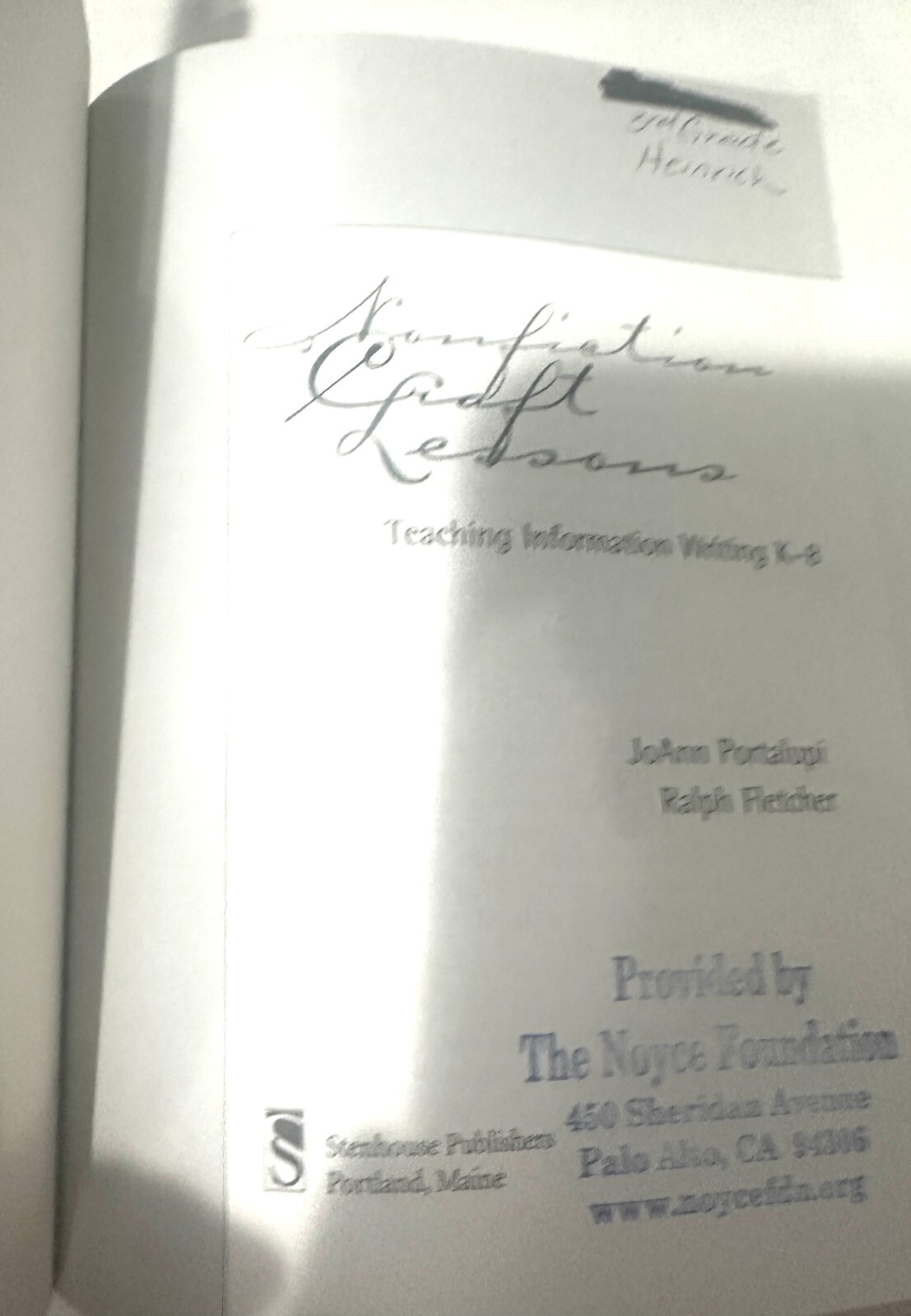 Nonfiction Craft Lessons: Teaching Information Writing K-8 by Portalupi, JoAnn