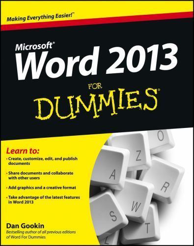 Word 2013 For Dummies – paperback, Dan Gookin, 1118491238, new