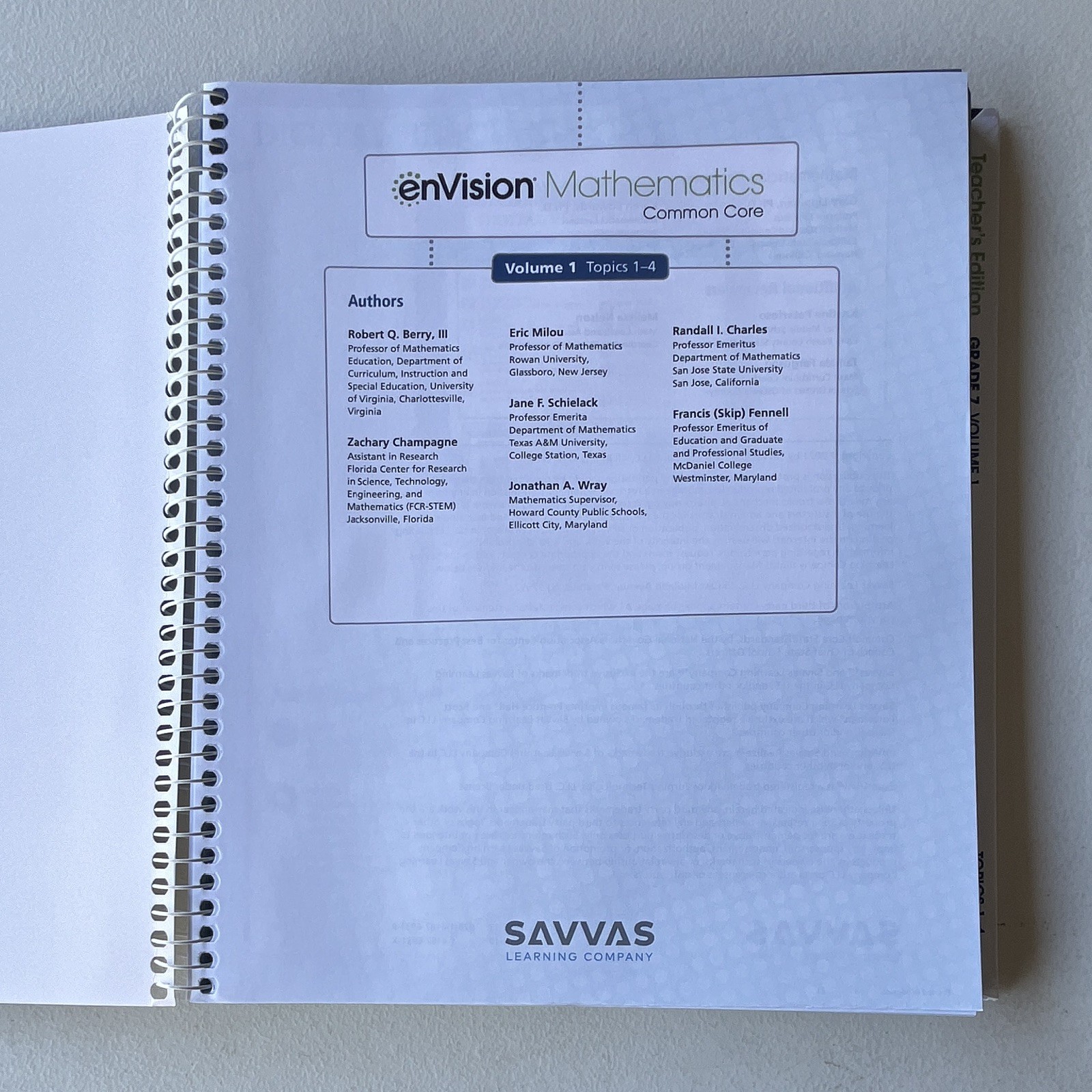 enVision Mathematics Common Core Teacher’s Edition Grade 7 Vol 1 Topics 1-4 ISBN