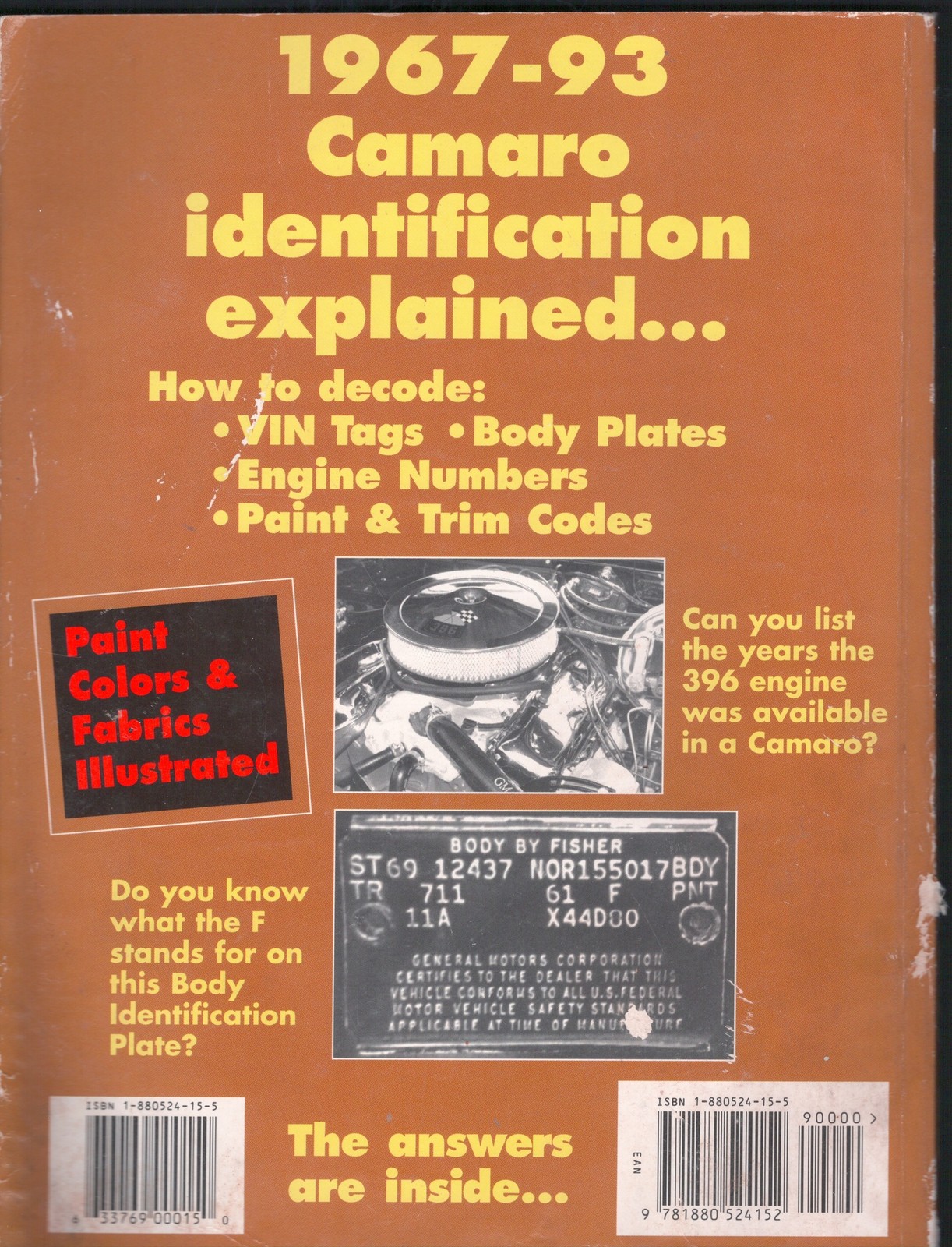 1967-93 Catalog of Camaro ID Numbers MN2760