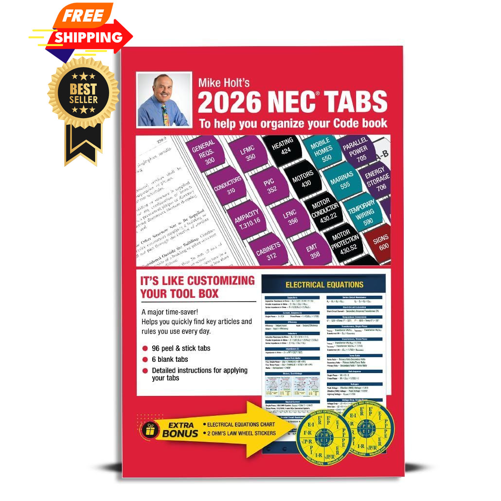 Mike Holt’s Electrical Code Tabs, Based on The 2026 NEC