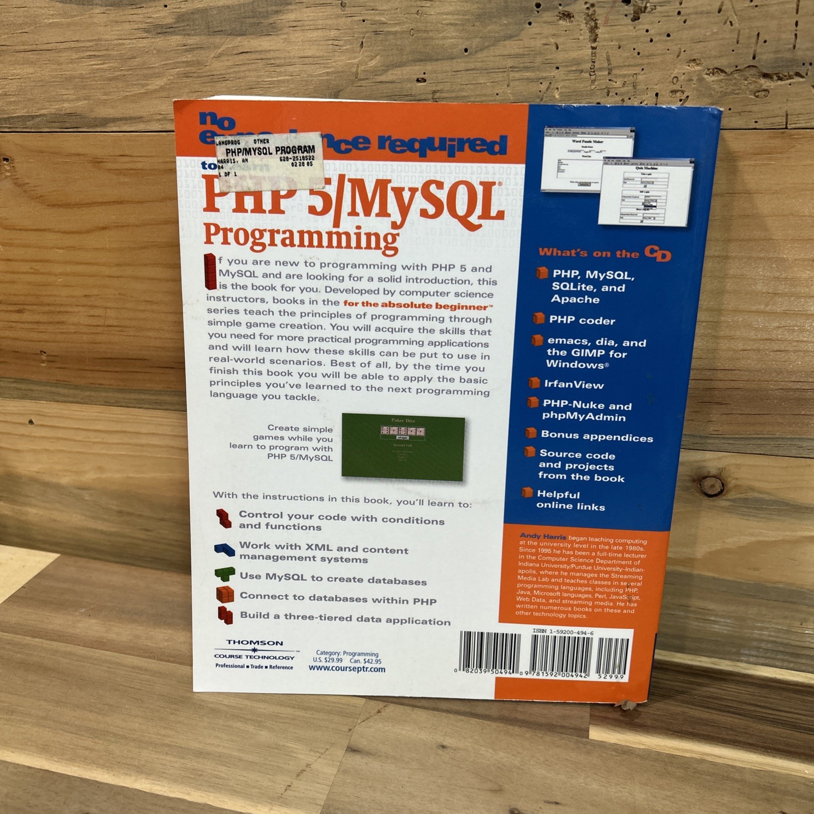 PHP/MYSQL PROGRAMMING FOR THE ABSOLUTE BEGINNER By Andy Harris **Excellent**