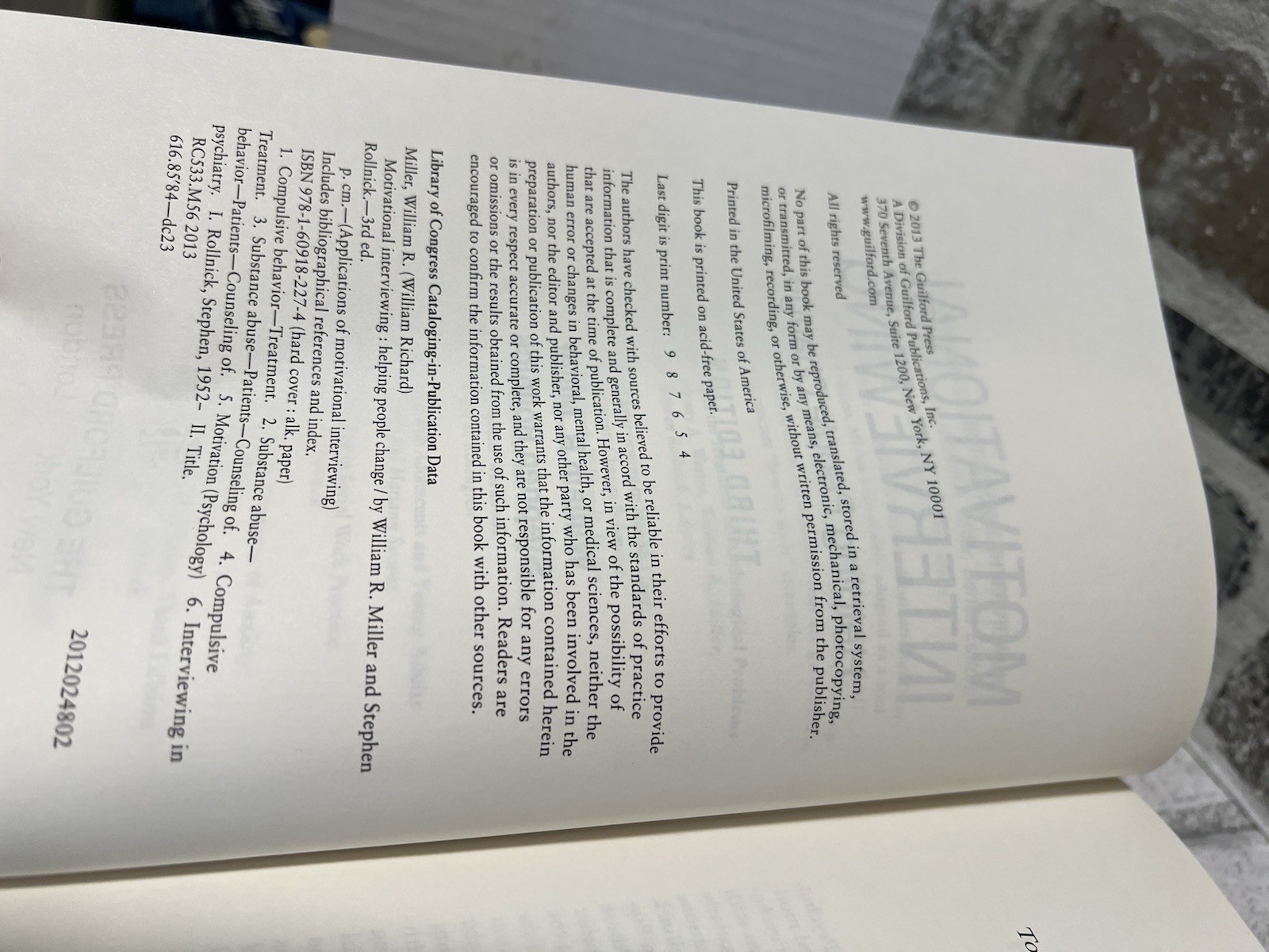 Motivational Interviewing, Helping People Change 3rd Ed. Miller, Rollnick.