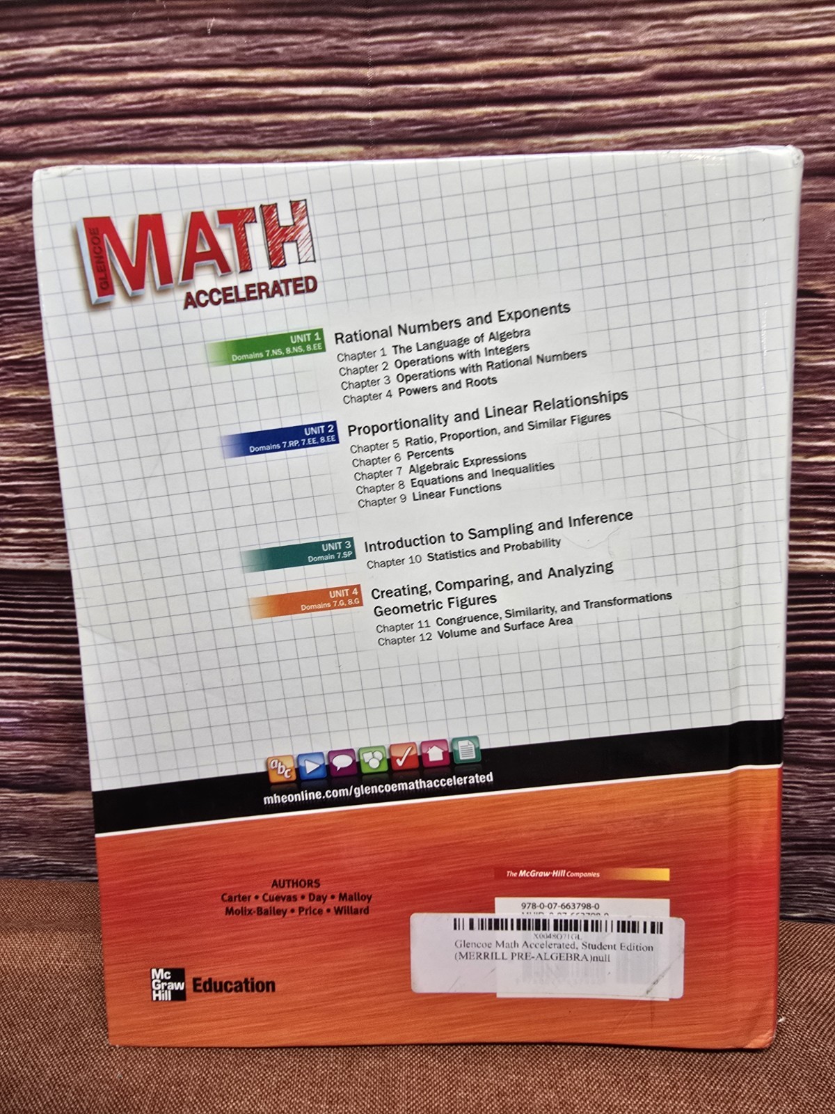 Glencoe Math Accelerated Student Edition (Merrill Pre-Algebra) Hardcover NEW