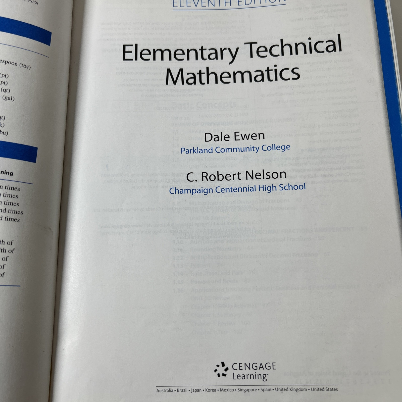 Elementary Technical Mathematics Eleventh Edition 2015 Paperback