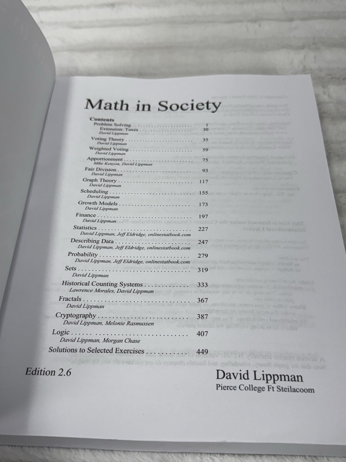 Math in Society – Paperback, by Lippman David – Edition 2.5