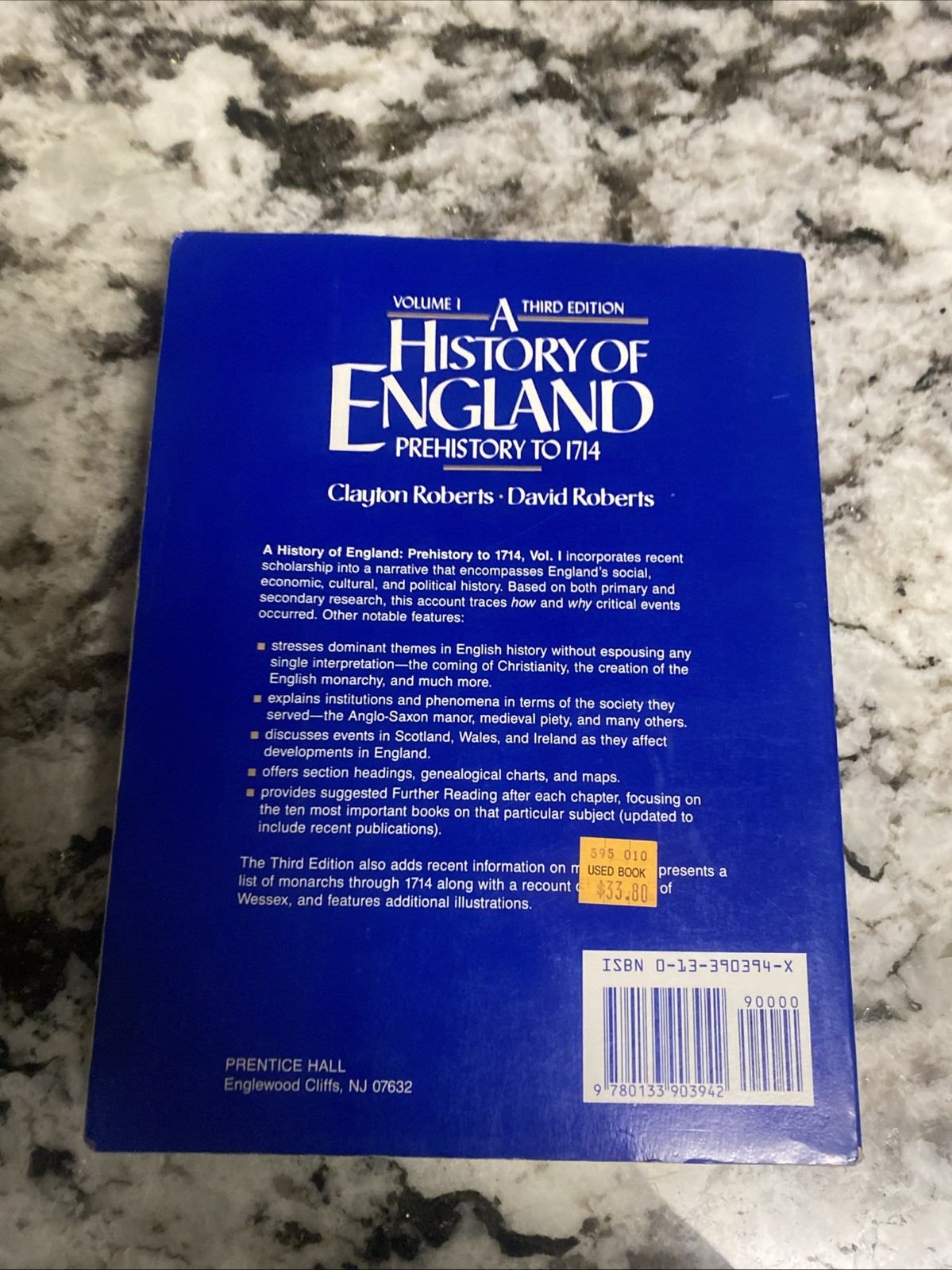 HISTORY OF ENGLAND: PREHISTORY TO 1714, VOL. I 3rd Ed Clayton Roberts & David VG