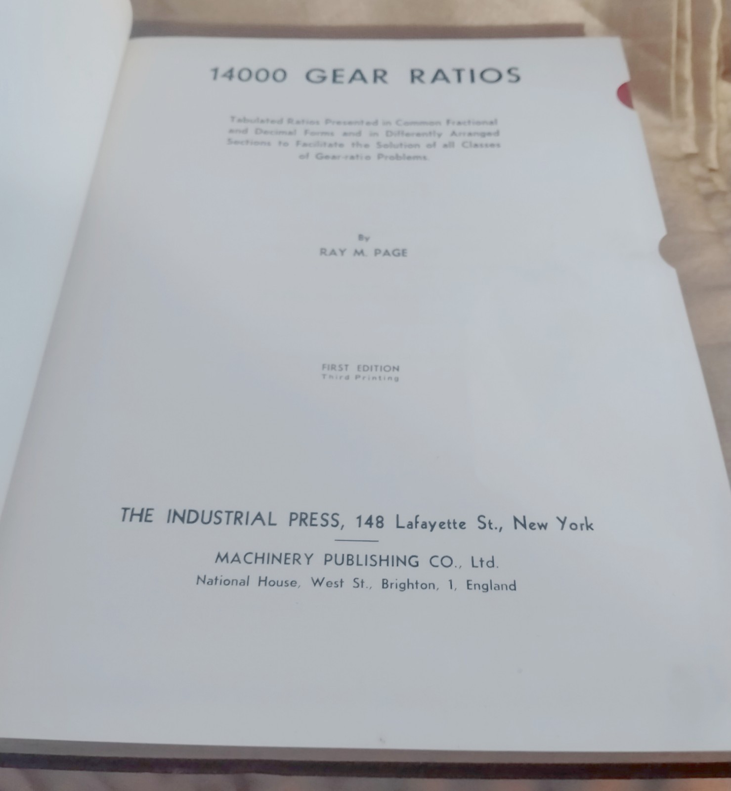 14000 Gear Ratios With Examples Showing Applications Ray M Page