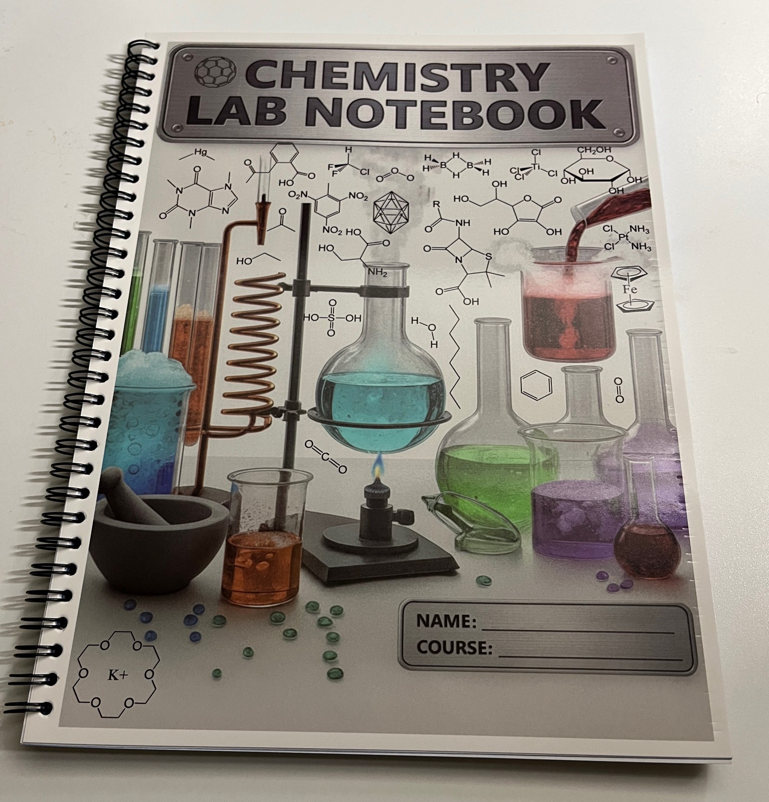 Chemistry Chem Lab Notebook. 50 Carbonless Duplicate Page Sets. 8.5×11 inch. NEW