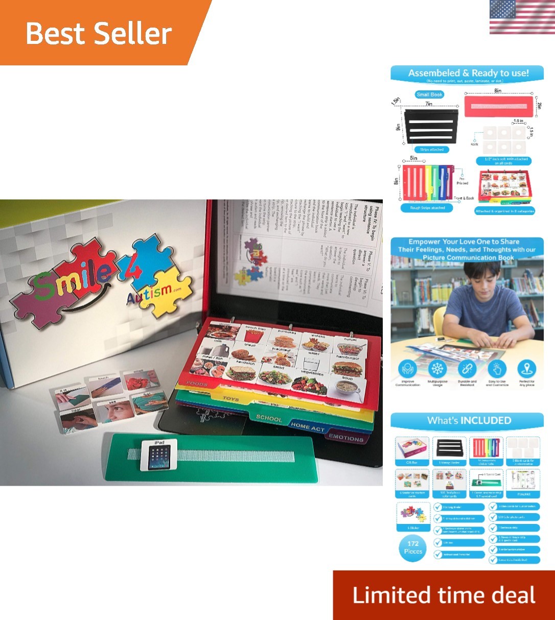 Organized AAC Communication Aids: 162 Cards with Color-Coded Dividers for Ease