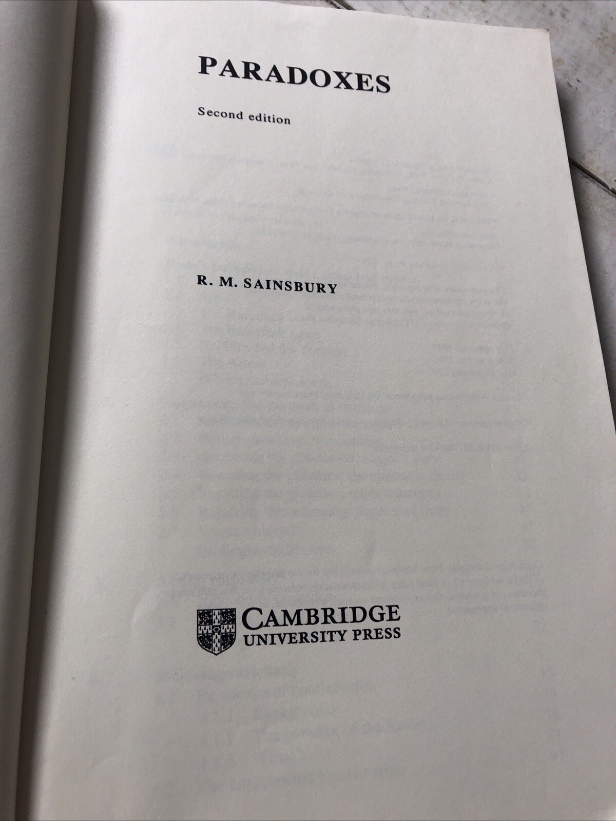 Paradoxes R M Sainsbury Philosophy Paperback