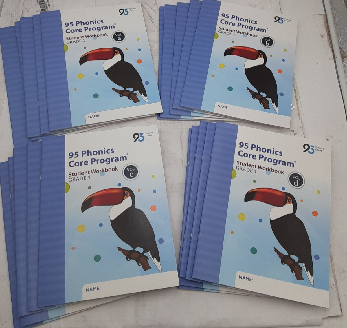 95 Phonics Core Program, Gr 1-Student Wkbk Set (A,B.C,D) for 5 Students-20 books