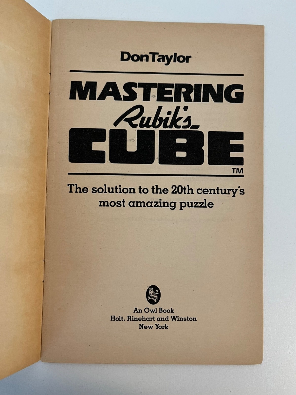 Mastering The Rubik’s Cube by Don Taylor – Vintage 1980 Pamphlet