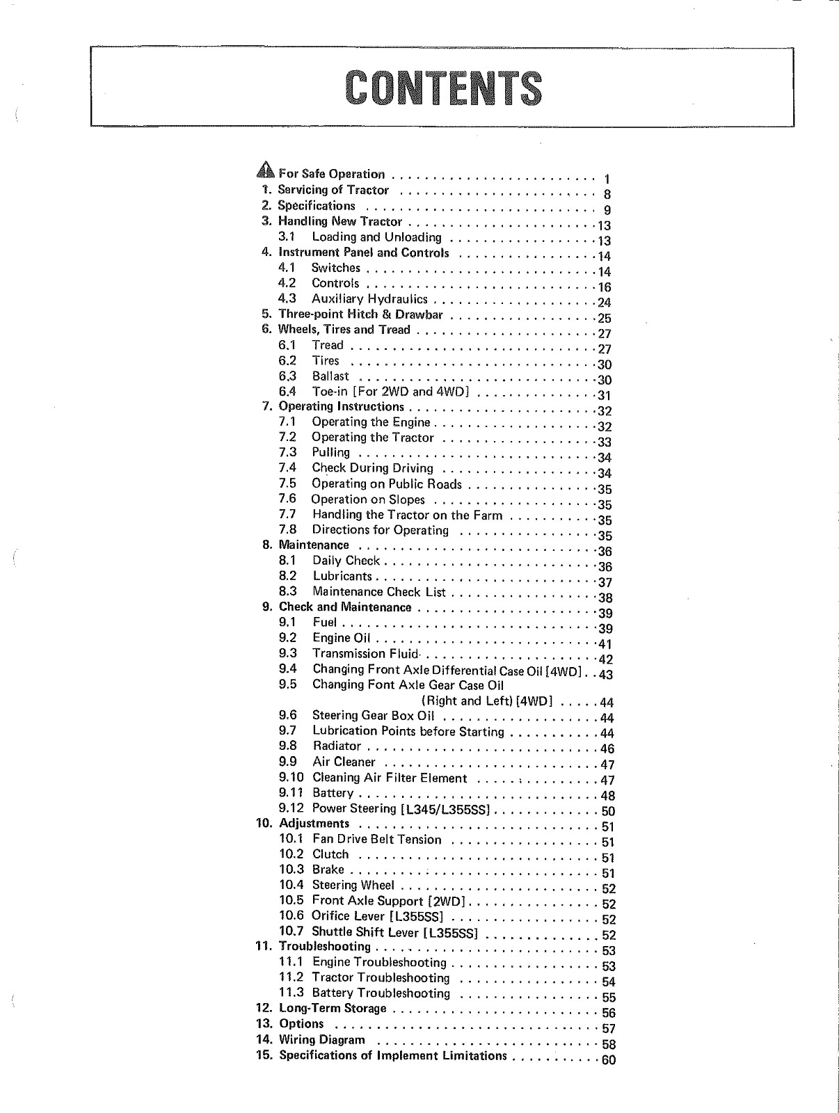 Kubota L305 L345 L355SS Operator’s Manual: 72 Pages & Coil Bound