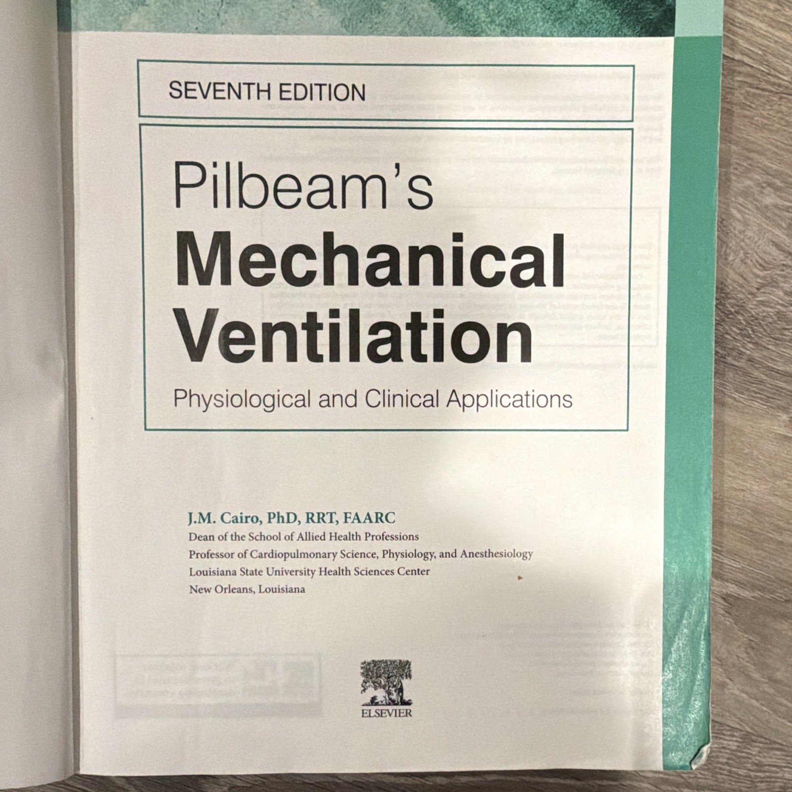 Pilbeam’s Mechanical Ventilation 7th Ed Textbook Paperback J.M. Cairo Elsevier