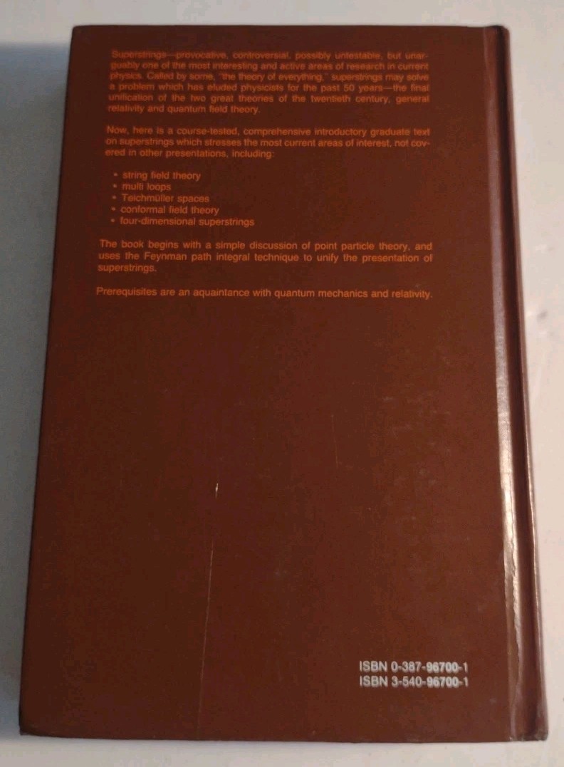 Graduate Texts in Contemporary Physics: Introduction to Superstrings Hardcover.