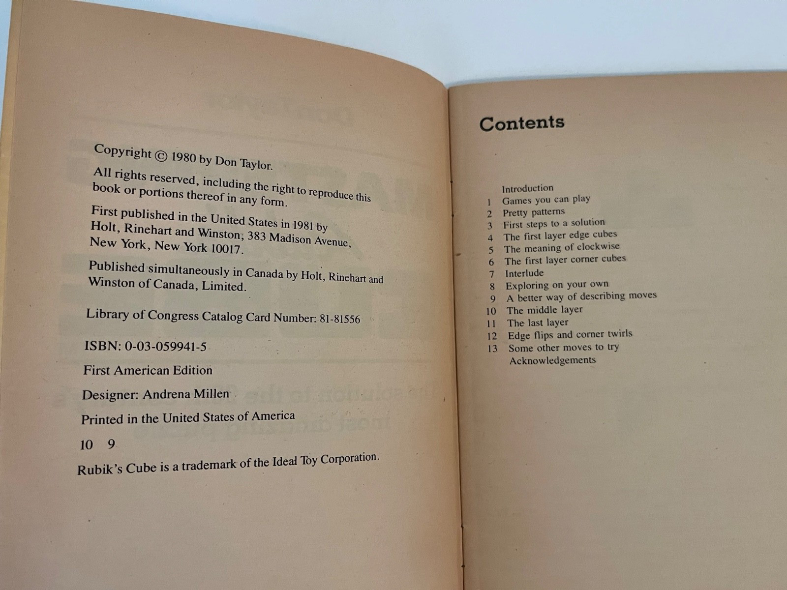 Mastering The Rubik’s Cube by Don Taylor – Vintage 1980 Pamphlet