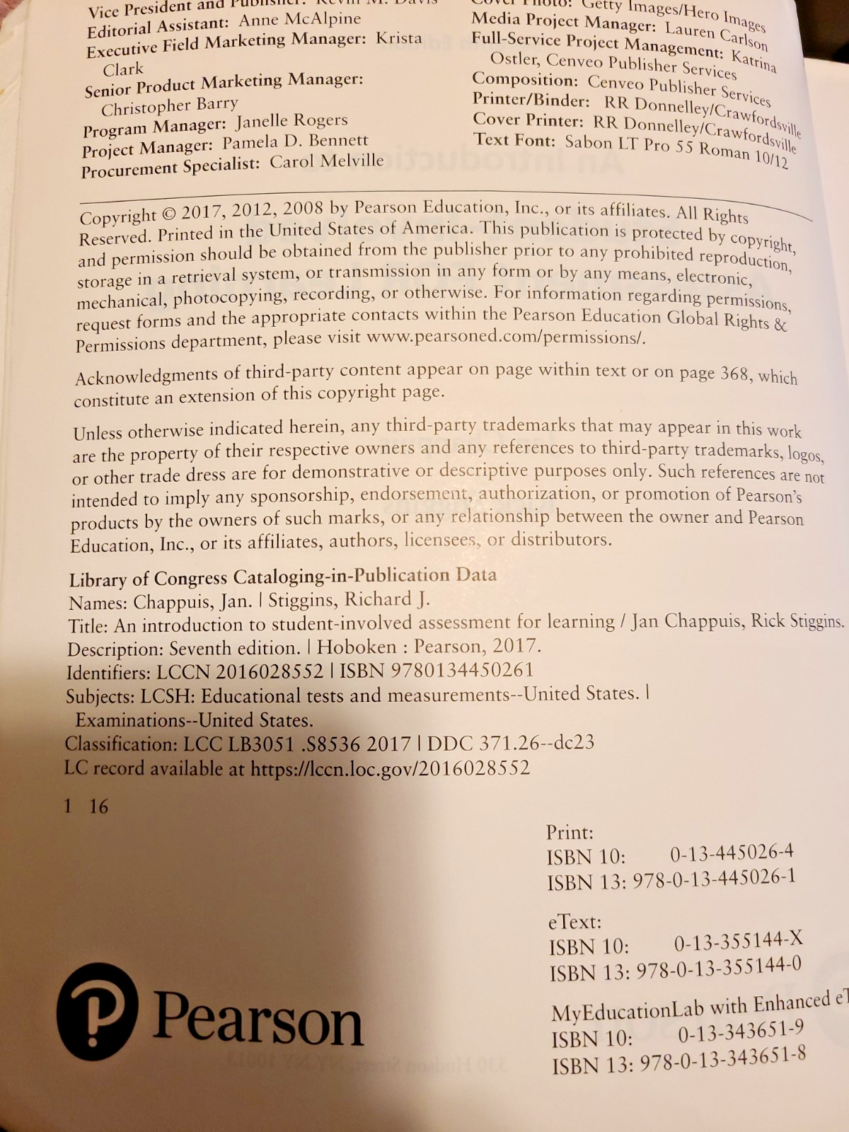 Intro to Student-Involved Assessment for Learning by Rick Stiggins 7th Edition
