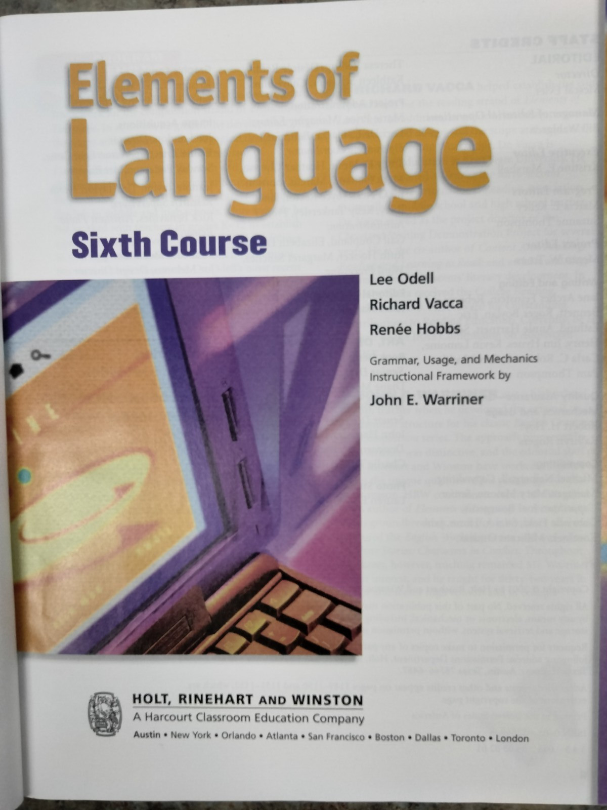 Elements of Language Sixth Course Holt, Rinehart and Winston 2001