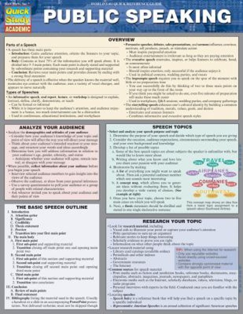 Public Speaking : QuickStudy Laminated Reference Guide